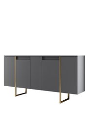 Hanah Home Consola Nogal y Oro 160cm x 35cm x 80cm - Mueble de Salón Elegante y Duradero